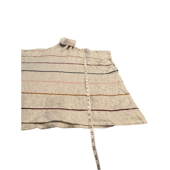 Loft Womens Striped Turtleneck Poncho Sweater Beige Multicolor M/L0 - Picture 7 of 7